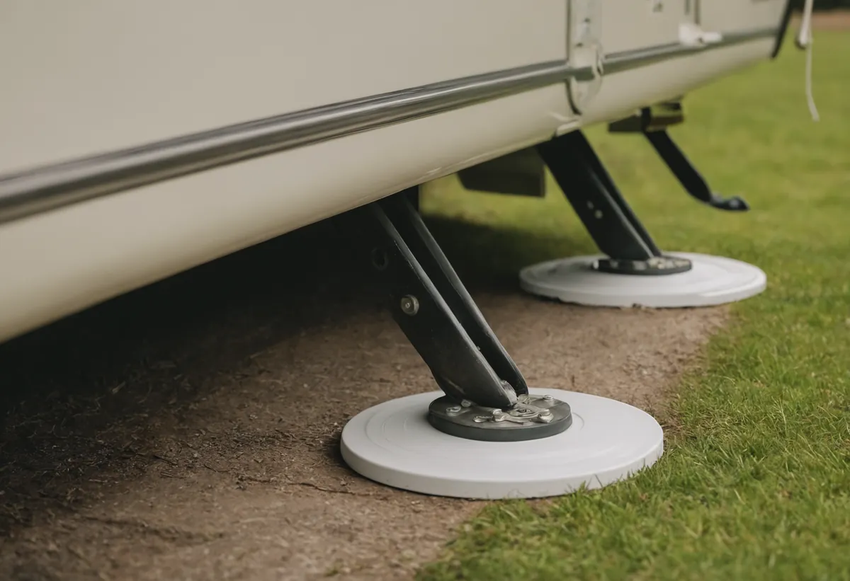 Camping-Szene am Wohnwagen