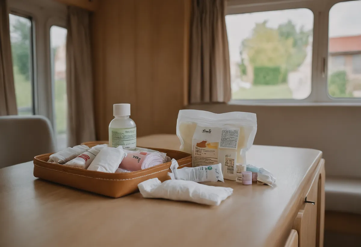 Camping-Szene am Wohnwagen