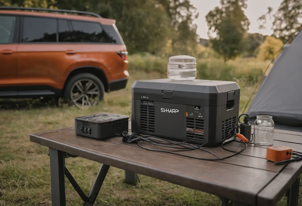 Camping-Szene am Wohnwagen