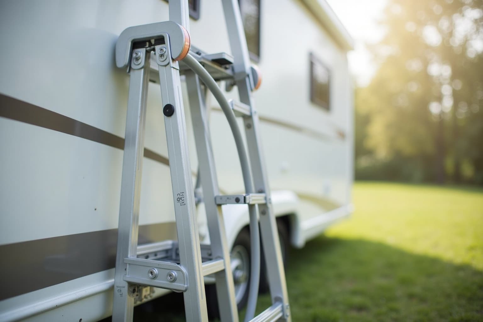 Camping-Szene am Wohnwagen