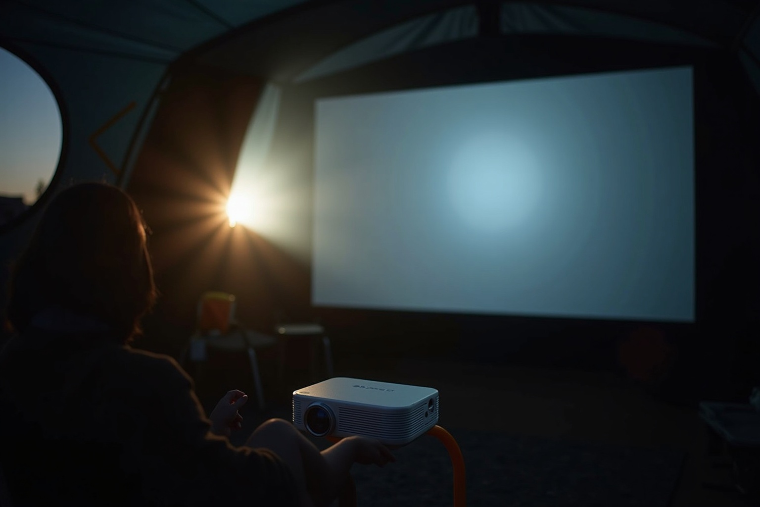 Camping-Szene am Wohnwagen