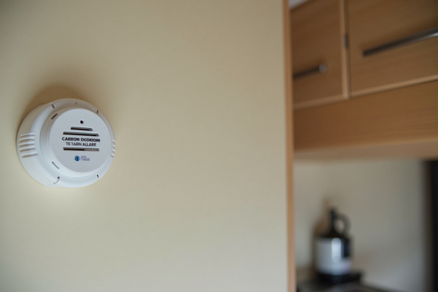 CO-Melder und Rauchmelder montiert an der Wohnwagen-Decke