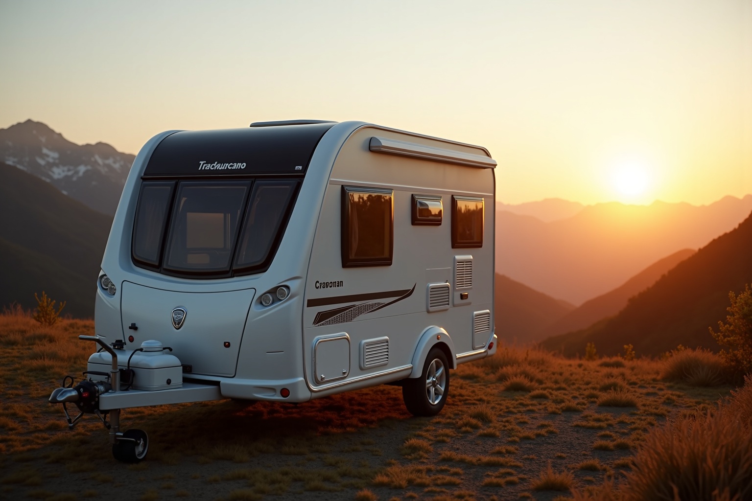 Einsteiger-Paar schaut etwas überfordert auf ihren ersten Wohnwagen