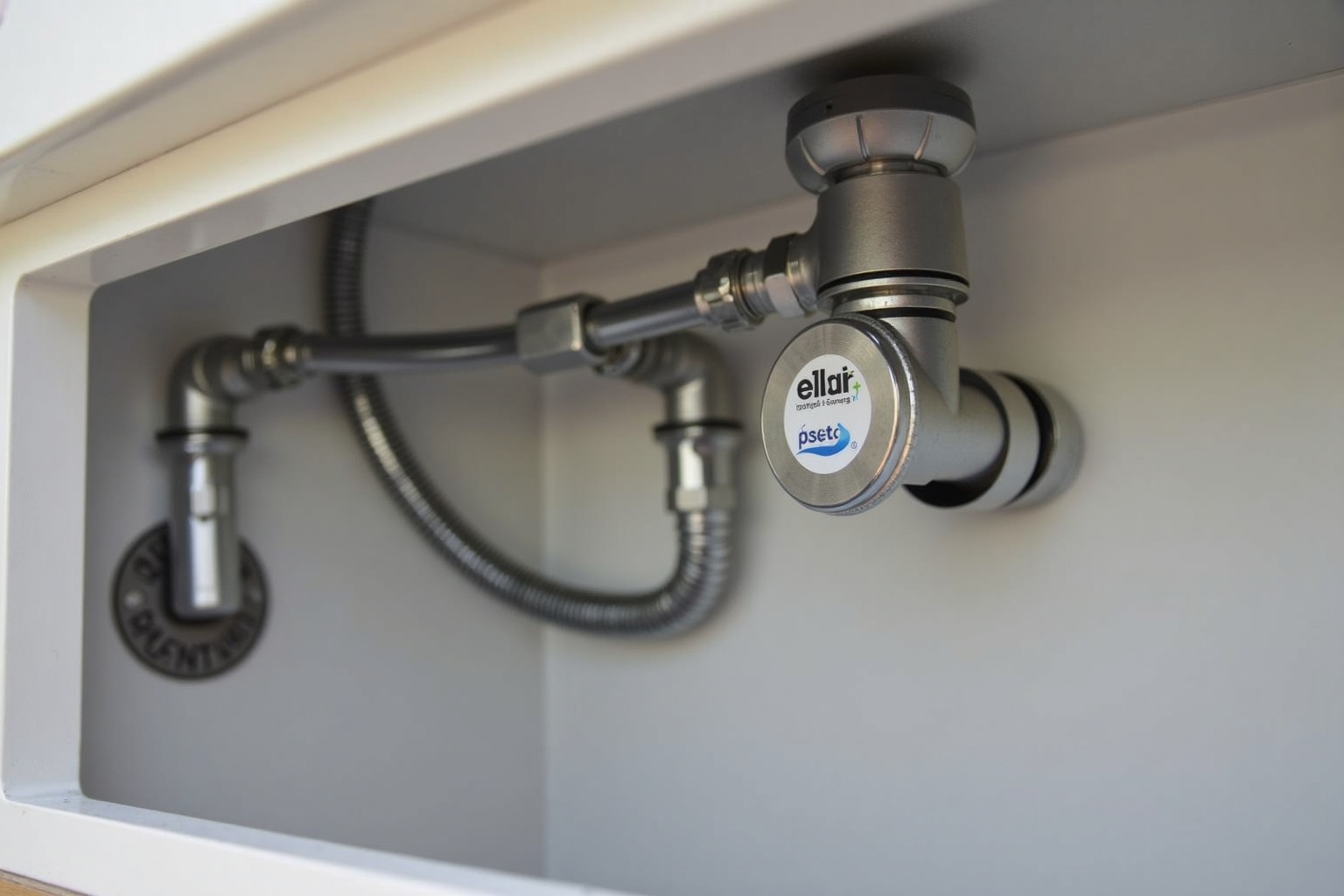 Floe-System Druckluftanschluss an einem Wohnwagen zur Wasserentleerung