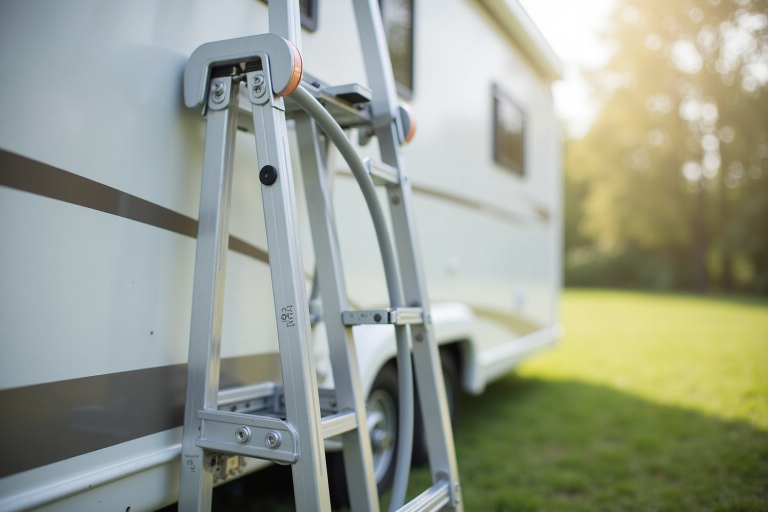 Camping-Szene am Wohnwagen