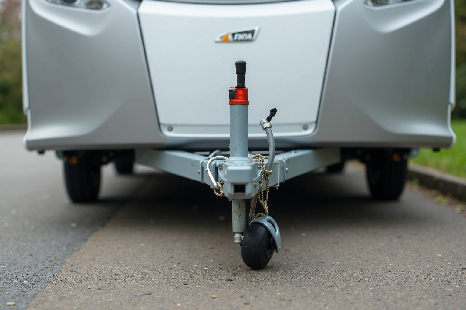 Auto mit Wohnwagen auf einer deutschen Autobahn von hinten