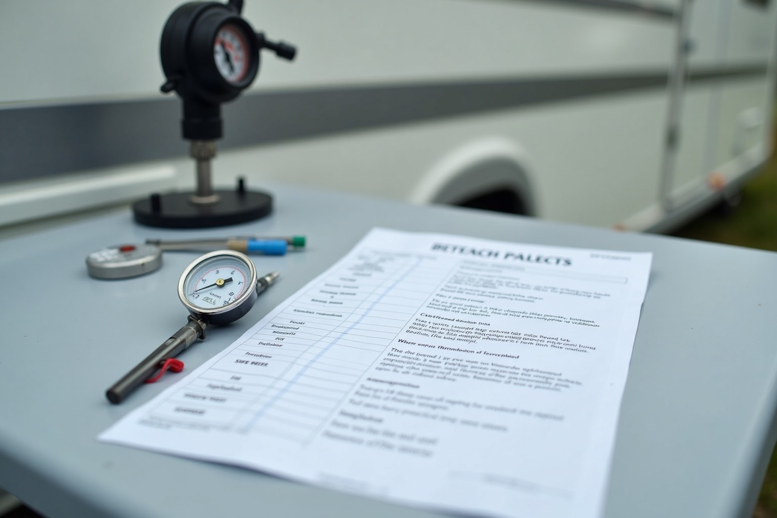 Prüfer kontrolliert die Gasanlage im Wohnwagen