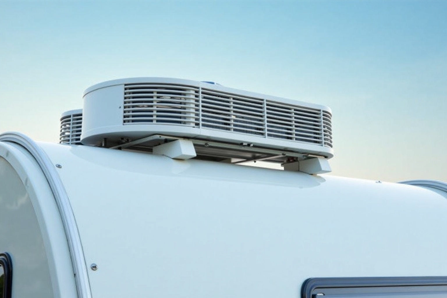 Dachklimaanlage auf dem Dach eines modernen Wohnwagens