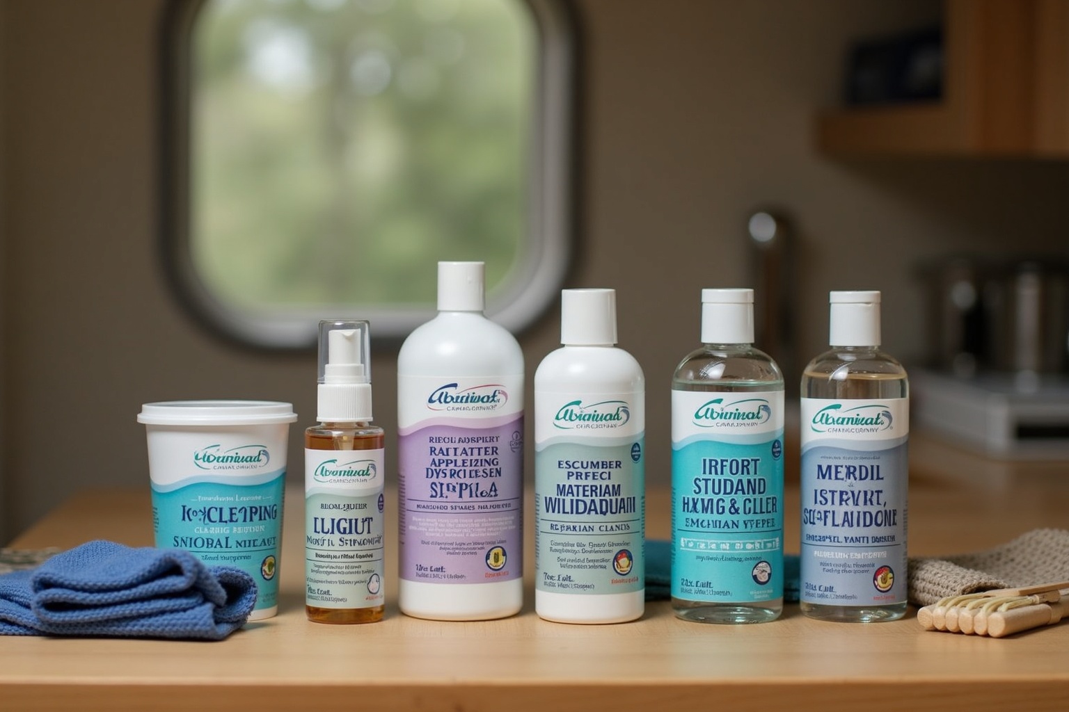 Putzutensilien im Wohnwagen-Innenraum