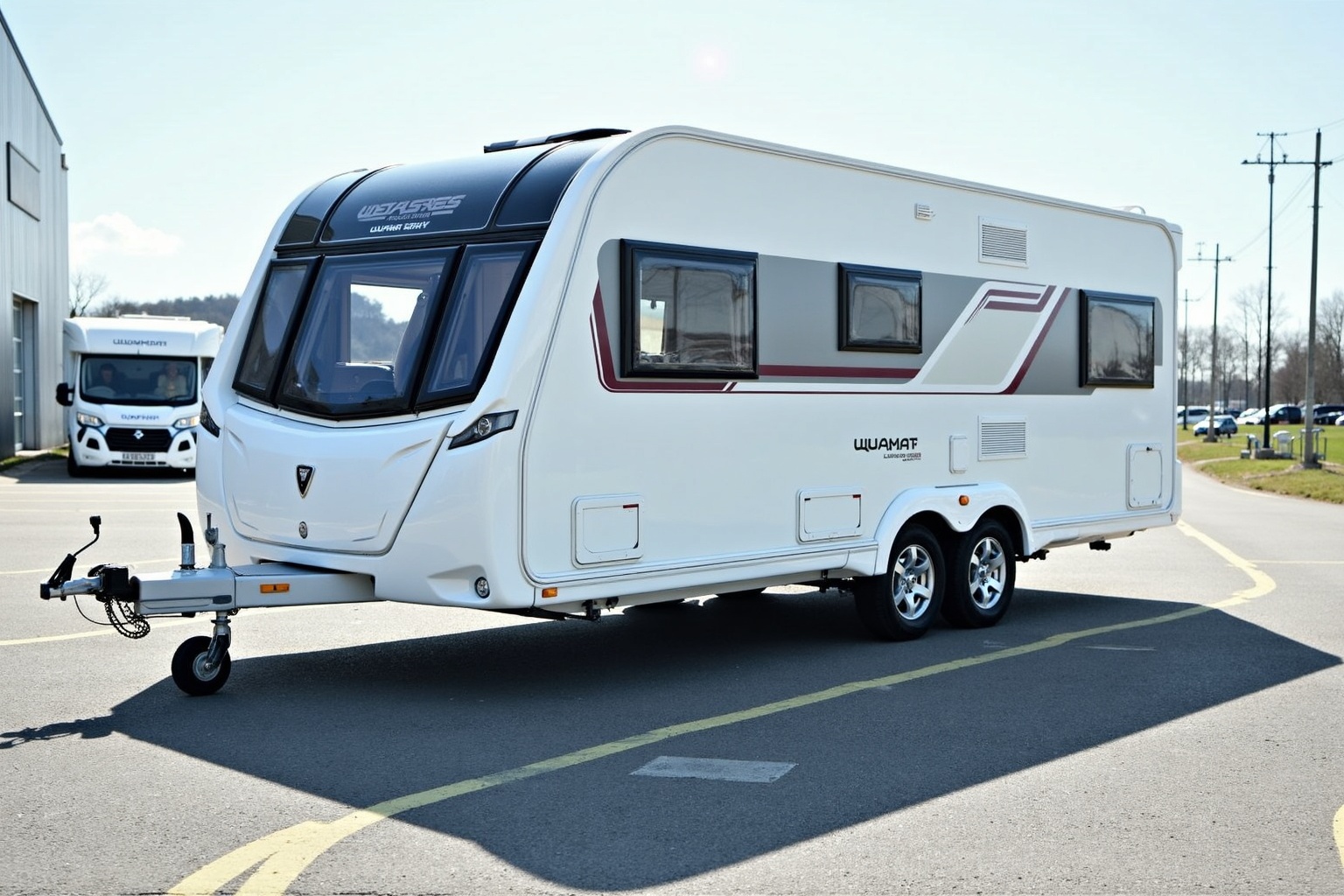 Wohnwagen bei der TÜV-Hauptuntersuchung auf einer Prüfstelle